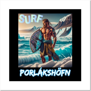 Surfing T-Shirt Icelandic T-Shirt Arctic Viking Surfers of Porlakshofn Posters and Art